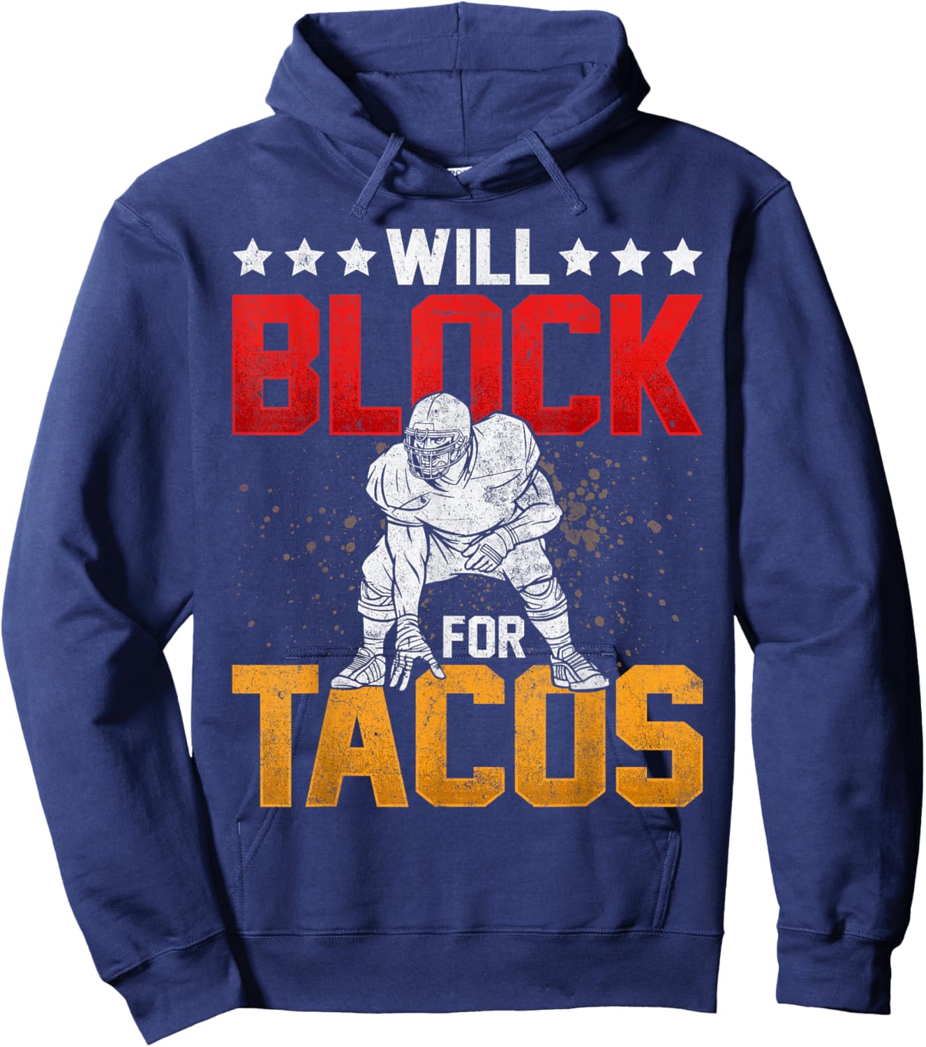 Will Block For Tacos Retro Football Lineman Novelty Hoodie - Hoodie | Navy