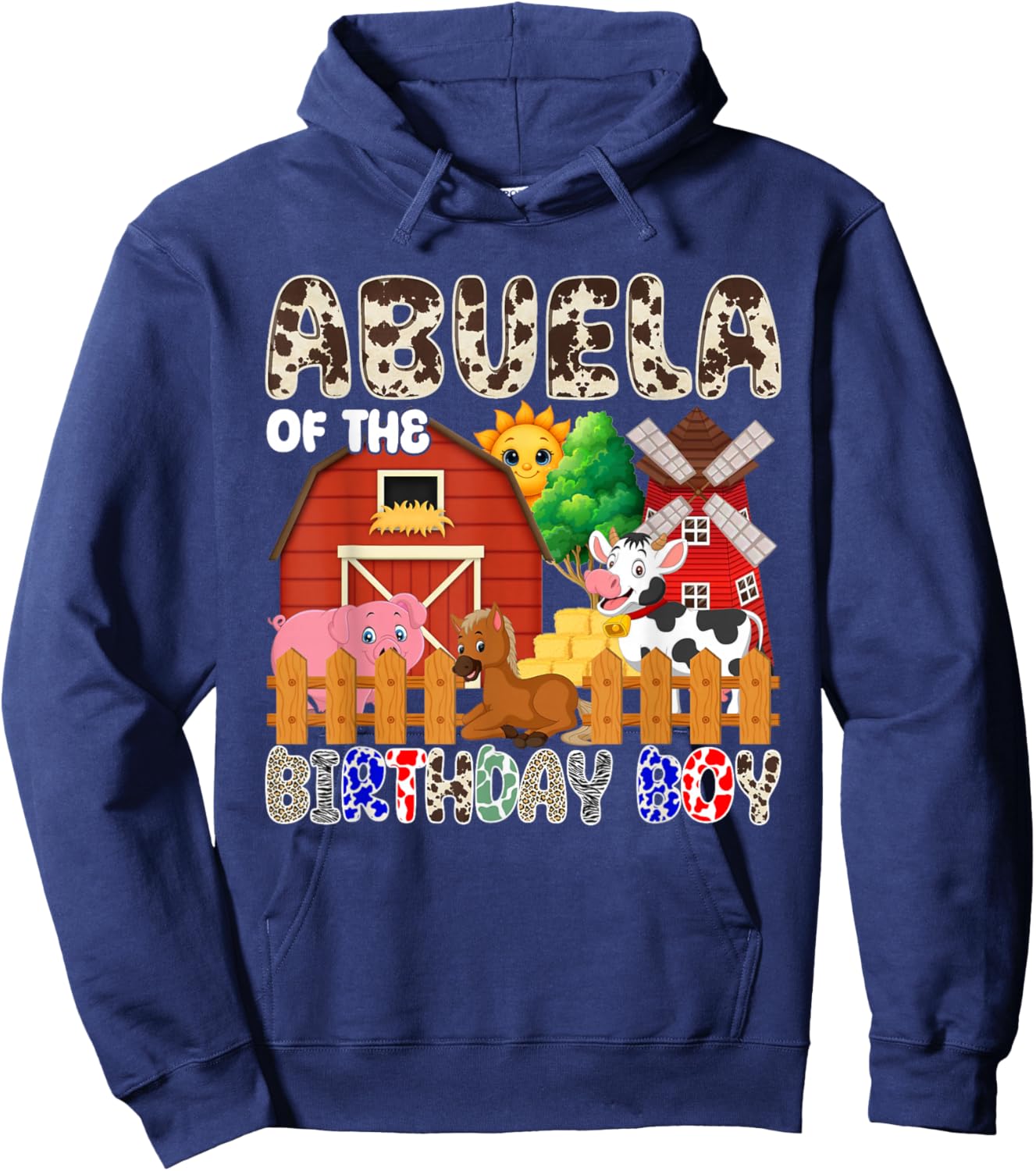 Abuela of The Bday Boy Farm Animals Matching Farm Theme Hoodie - Hoodie | Navy