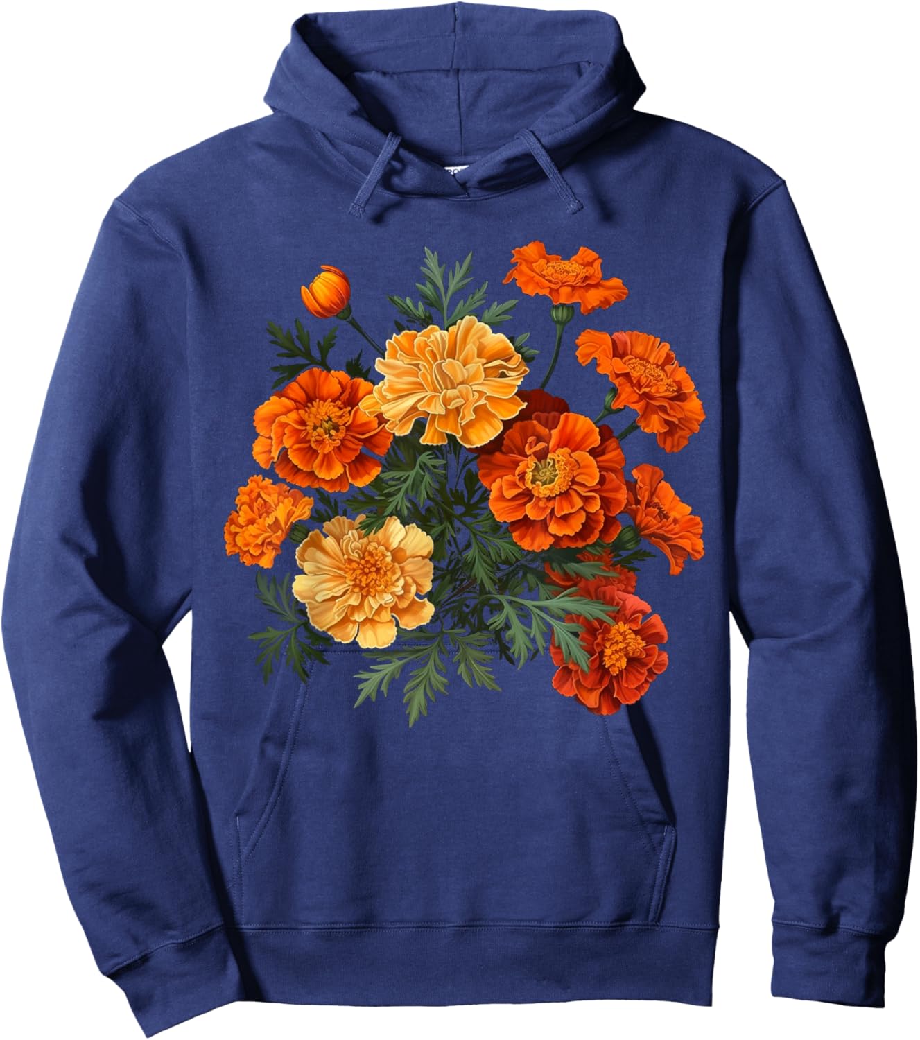 Birth Month Marigold Flower Floral Bouquet Flowers Lovers Hoodie - Hoodie | Navy