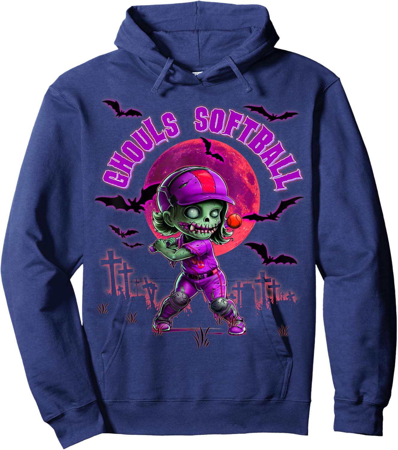 Softball Halloween for Girls Trick or Treating Practice Day Hoodie - Hoodie | Navy
