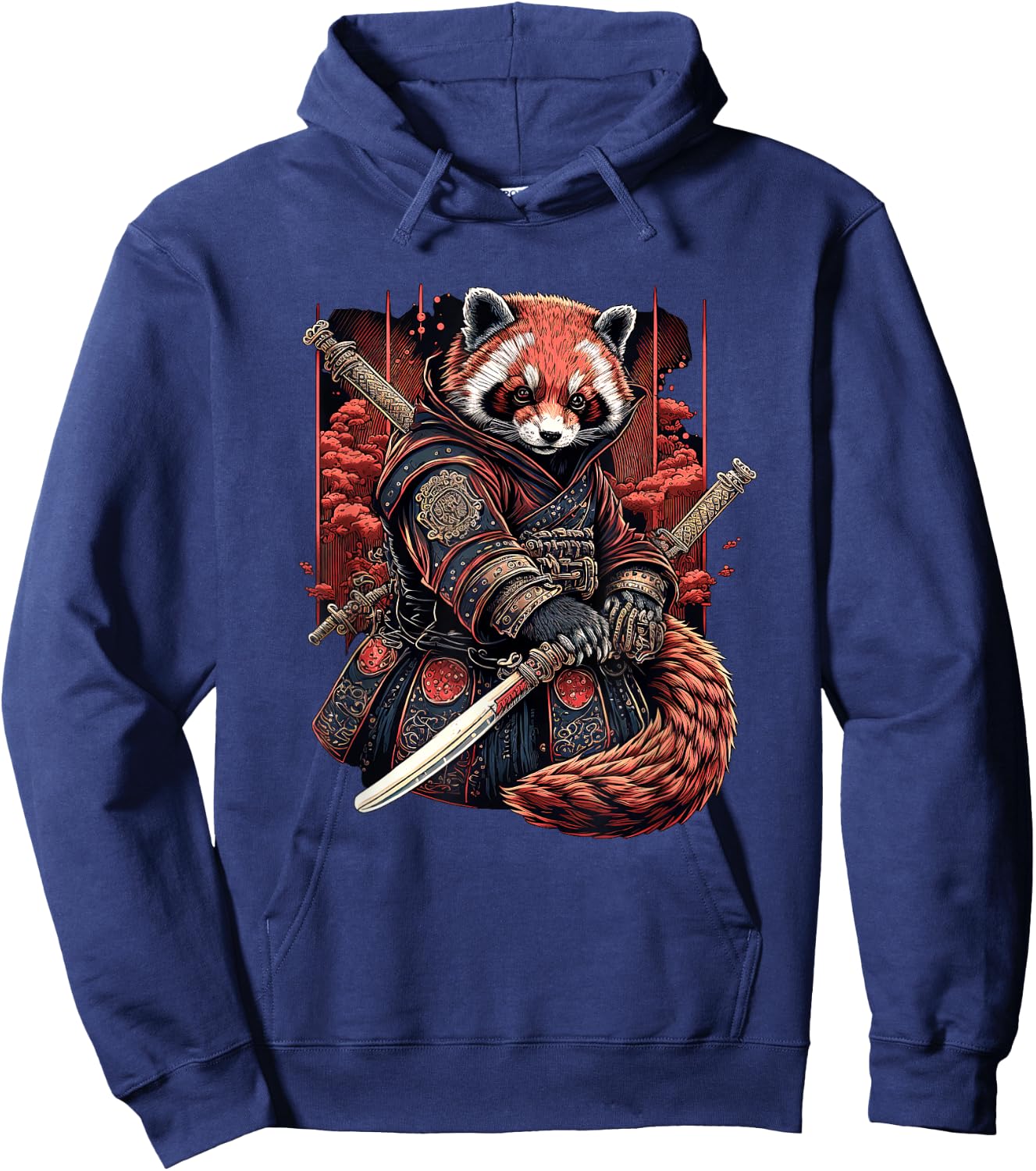 Red Panda Samurai Warrior Japanese Art Hoodie - Hoodie | Navy