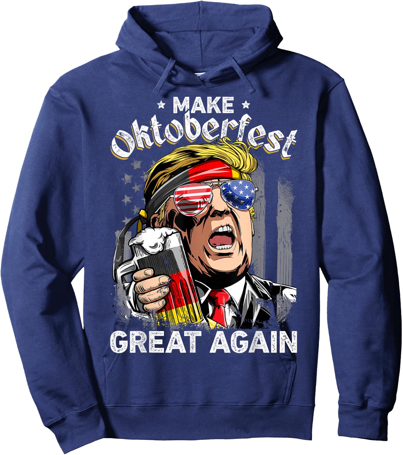 Make Oktoberfest Great Again Funny Trump Prost Beer Mug Men Hoodie - Hoodie | Navy