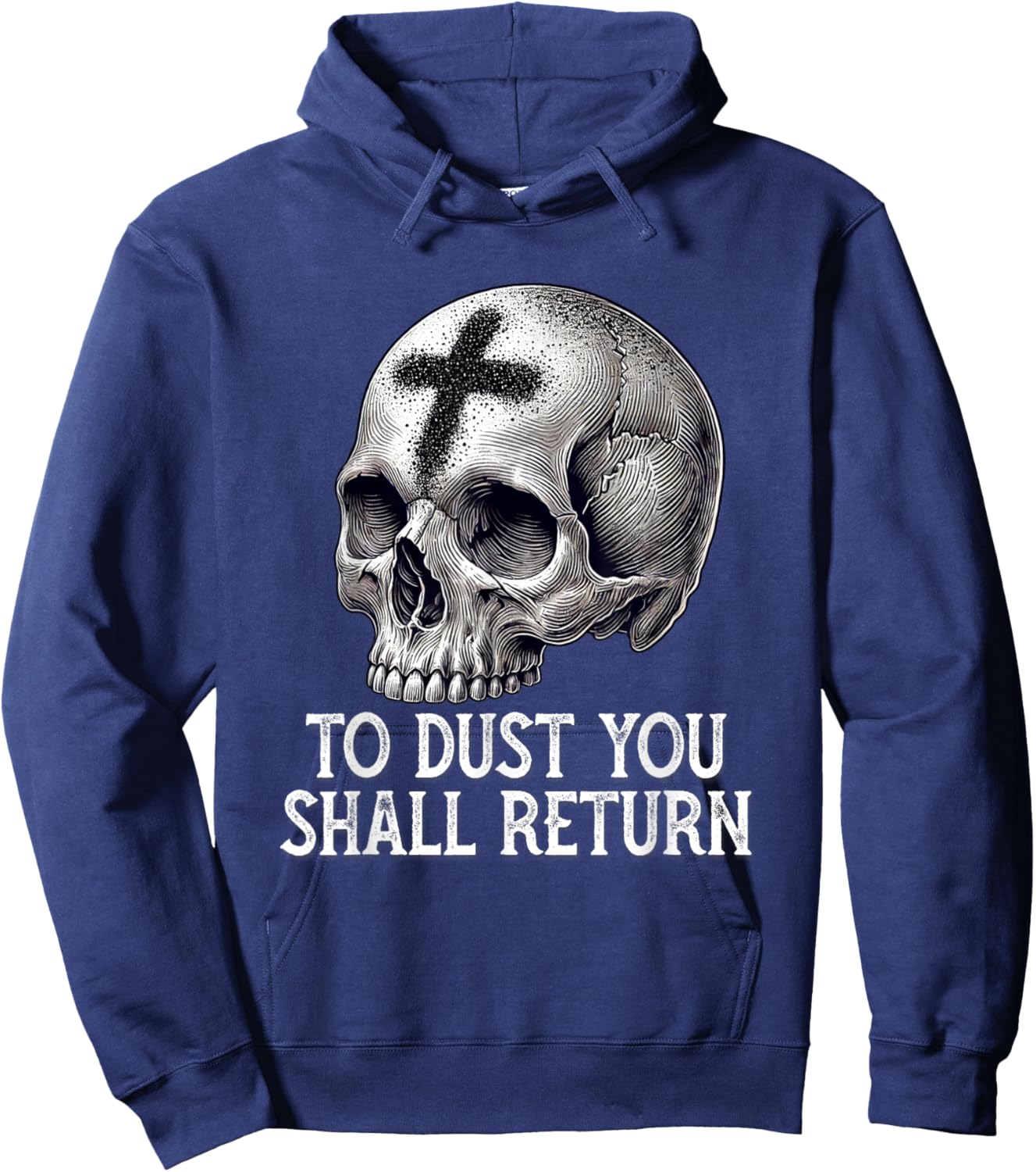 Memento Mori Catholic Crucifix Traditional Latin Mass Skull Hoodie - Hoodie | Navy