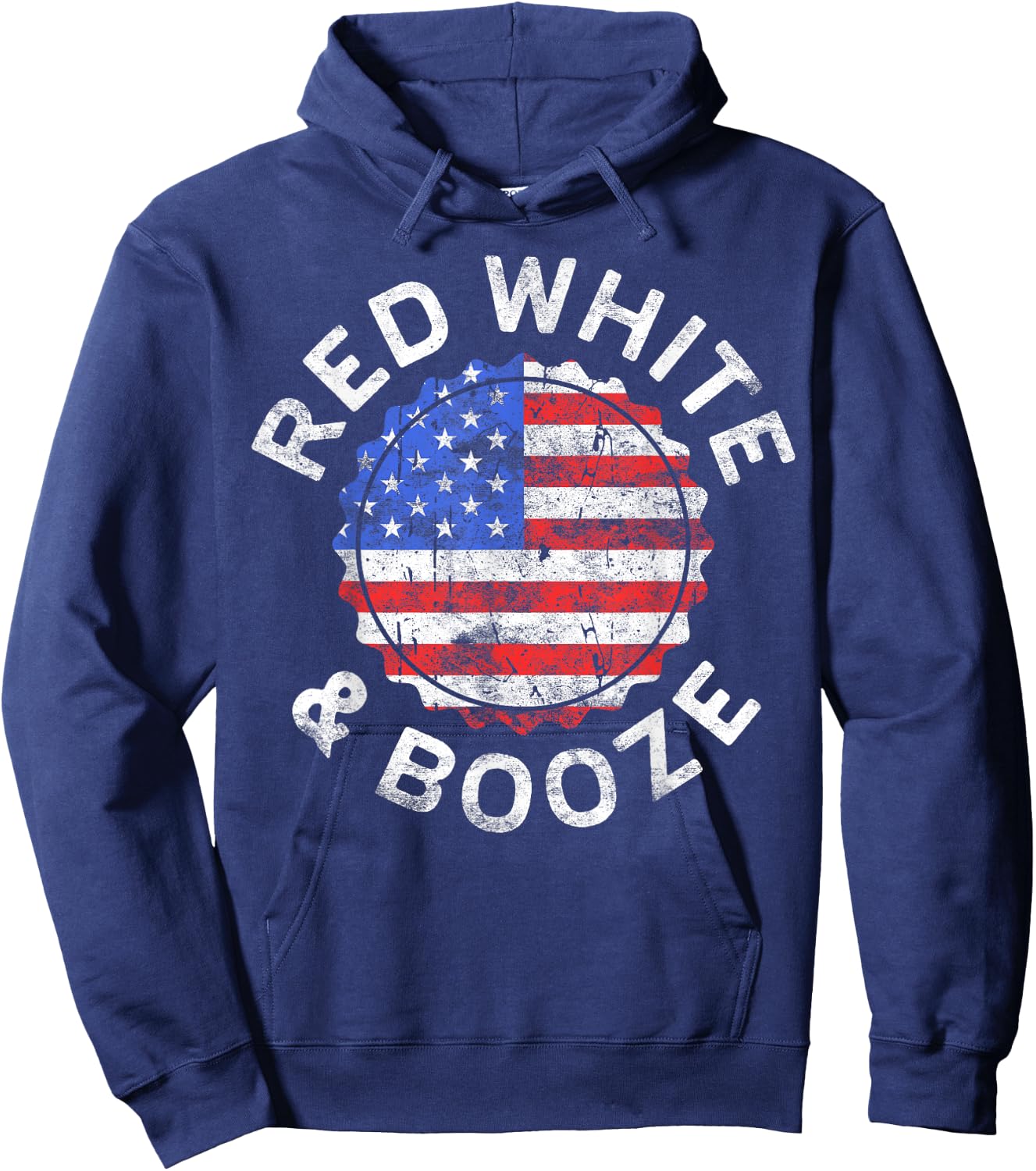 Red White And Booze Shirt Men Women Drinking 4th of July Hoodie - Hoodie | Navy