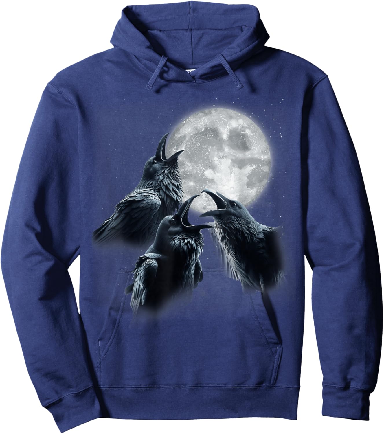 3 Black Raven Howling At The Moon Funny Crow Raven Bird Kids Hoodie - Hoodie | Navy