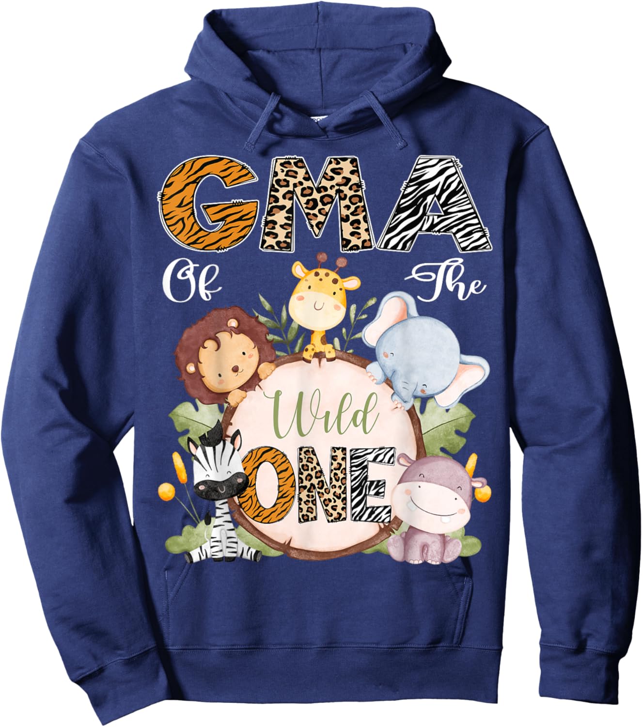 Gma Of The Wild One 1St Birthday Safari Woodland Hoodie - Hoodie | Navy