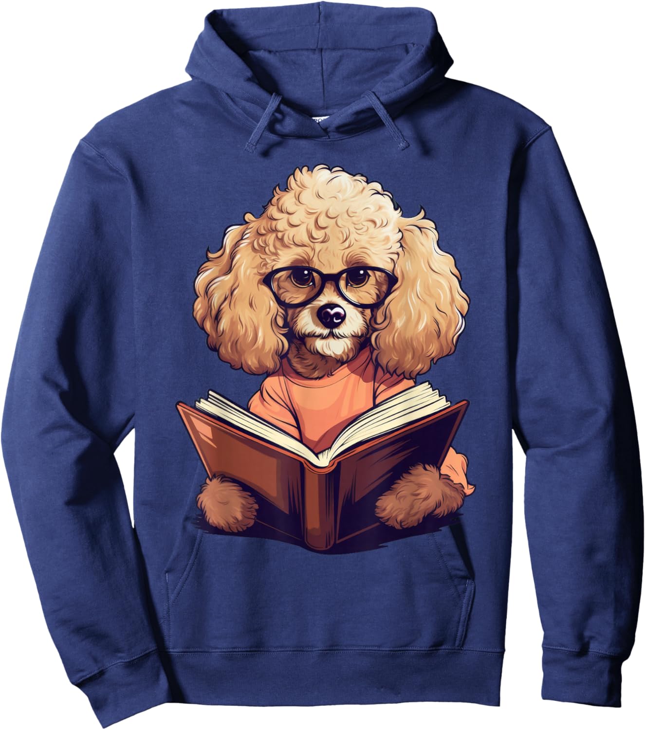 Cute Dog Poodle Reading Book Hoodie - Hoodie | Navy