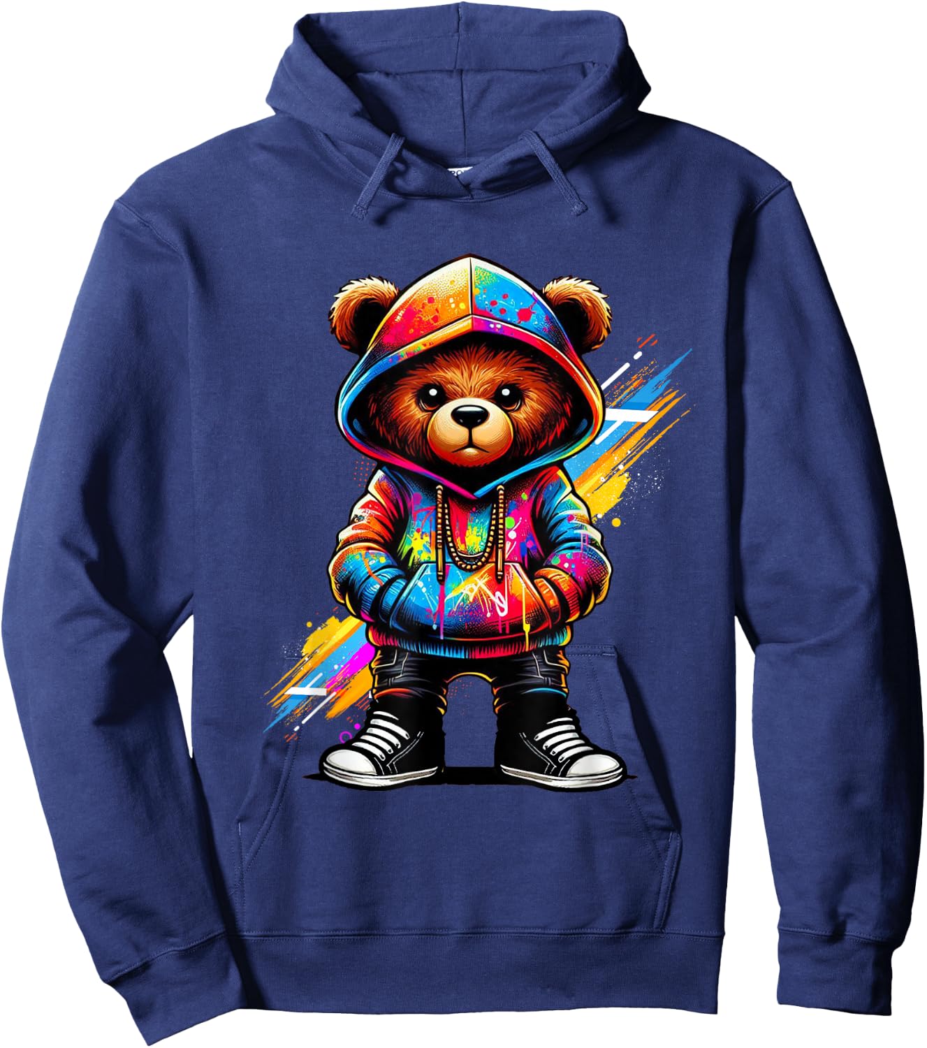 Hip Hop Teddy Bear Colorful Urban Rap Music Breakdancing Hoodie - Hoodie | Navy