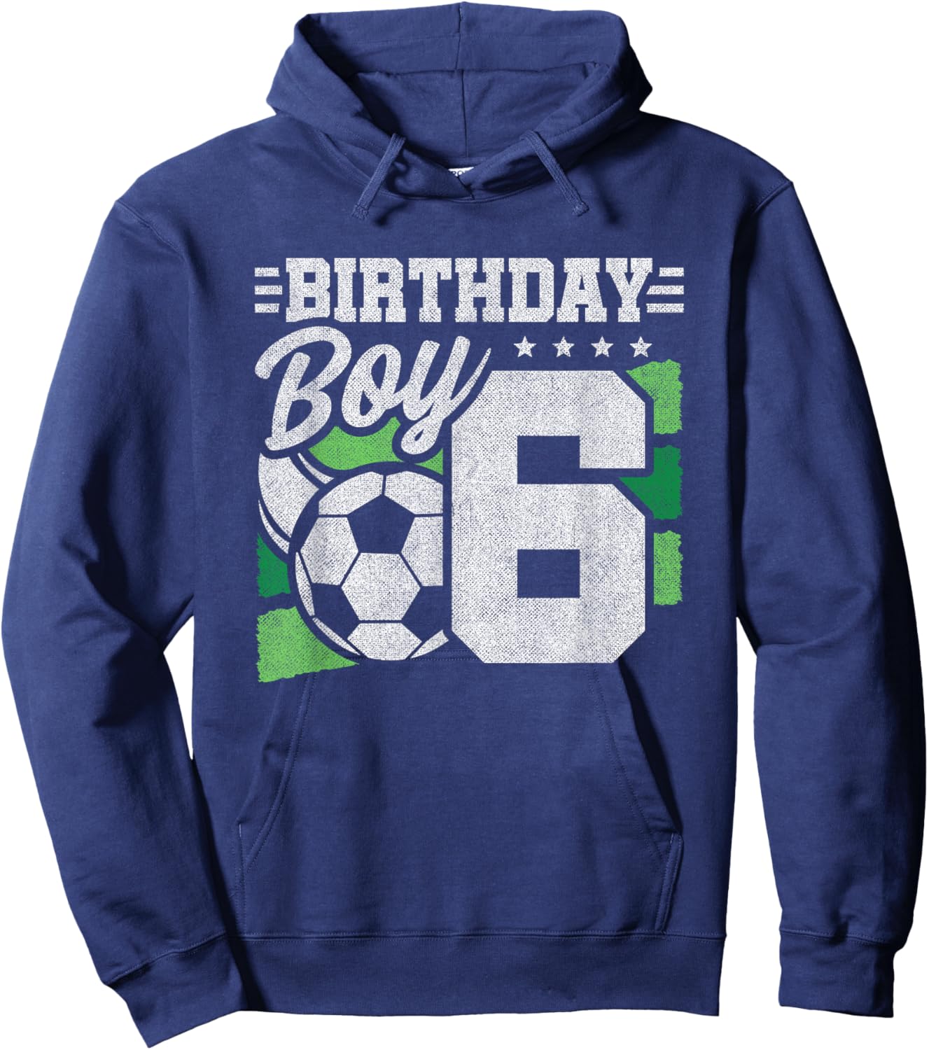 6 Year Old Soccer Birthday - Boys 6th Birthday Soccer Hoodie - Hoodie | Navy