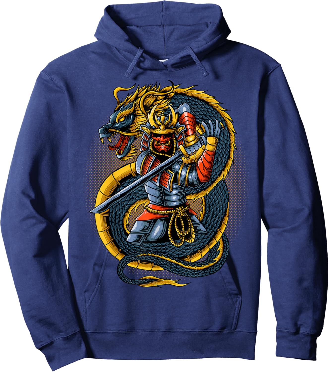 Japanese Oni Samurai Warrior With Dragon Hoodie - Hoodie | Navy