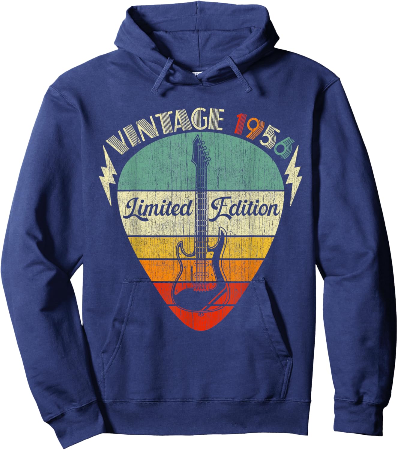 70th Birthday Gifts Vintage 1956 70 Years Old Guitar Lover Hoodie - Hoodie | Navy