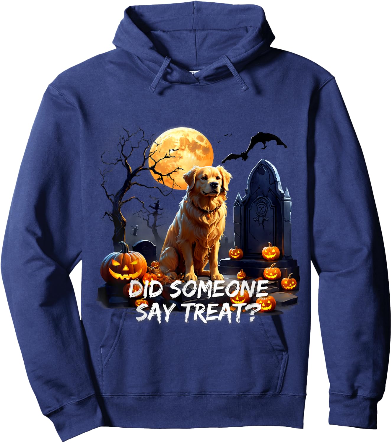 Golden Retriever Halloween Did Some one say treat Hoodie - Hoodie | Navy