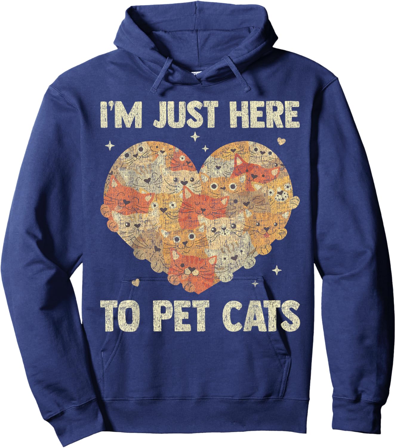 I'm Just Here To Pet Cats Funny Cat Heart Women Hoodie - Hoodie | Navy