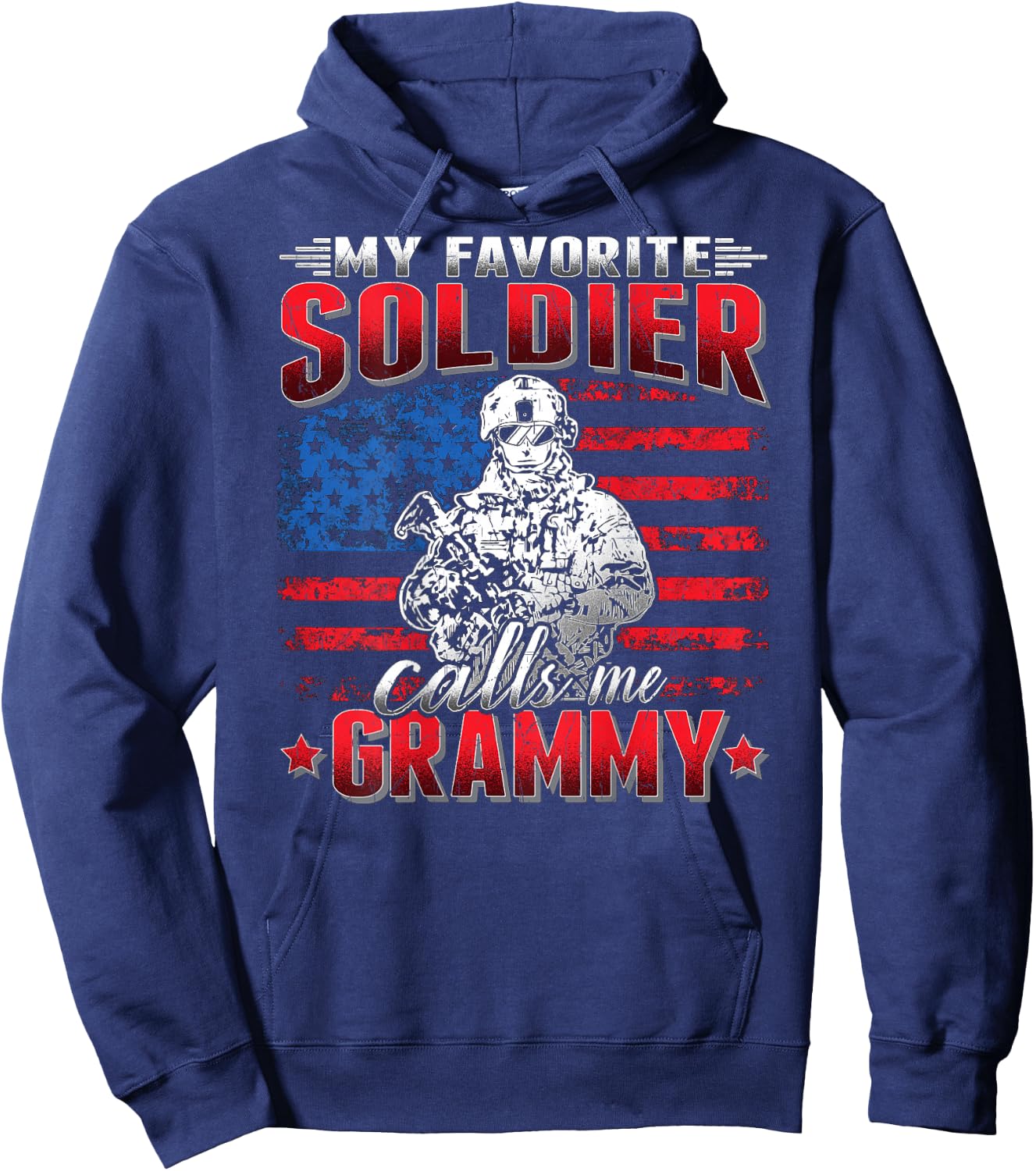 My Favorite Soldier Calls Me Grammy US Flag Army Grandmother Hoodie - Hoodie | Navy