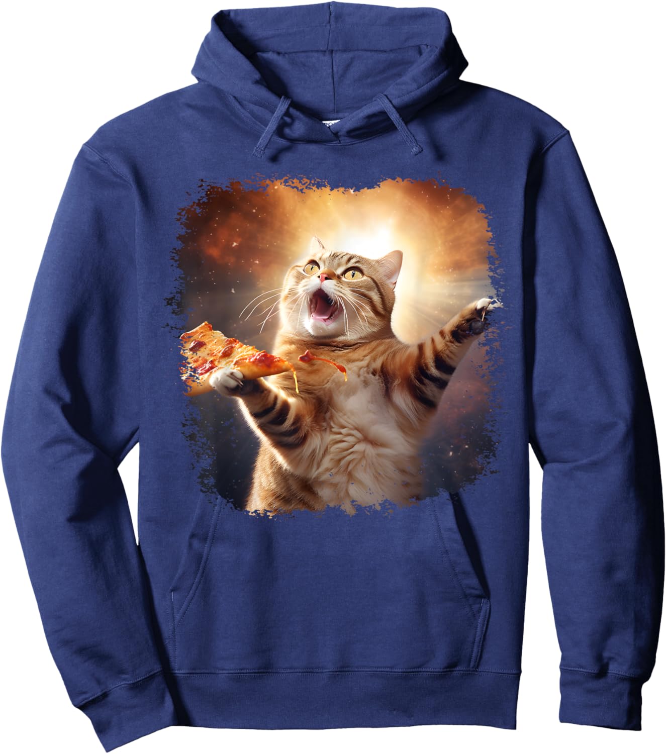 Space Cat Pizza Cat Galaxy Cute Kitty In Space Pizza Lovers Hoodie - Hoodie | Navy