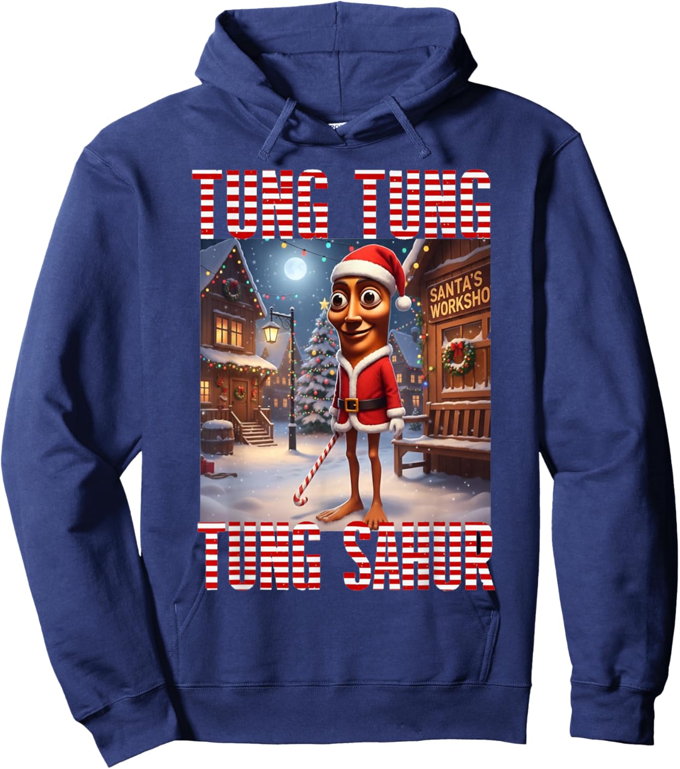 Tung Tung Tung Sahur - Merry Christmas Xmas Brainrot Hoodie - Hoodie | Navy