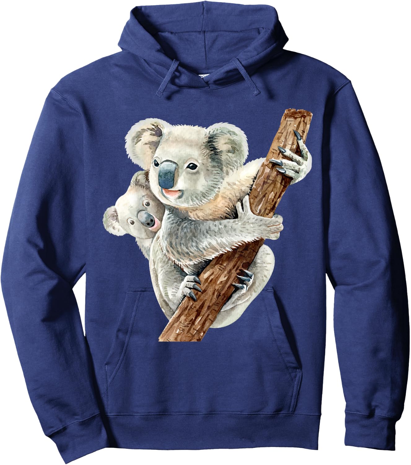 Cute Koala Bear and Baby Realistic Watercolor Hoodie - Hoodie | Navy