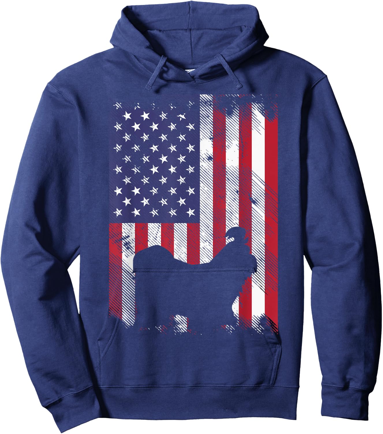 Shih Tzu America Flag Vintage Patriotic Dog Lover Owner Gift Kids Men Hoodie - Hoodie | Navy