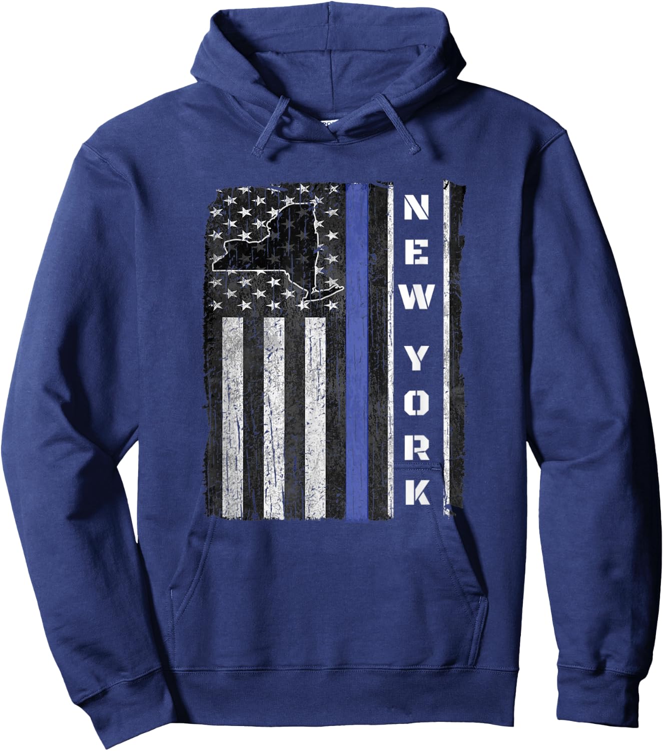 New York Thin Blue Line Police Week Shirt USA Flag Gift Cop Hoodie - Hoodie | Navy