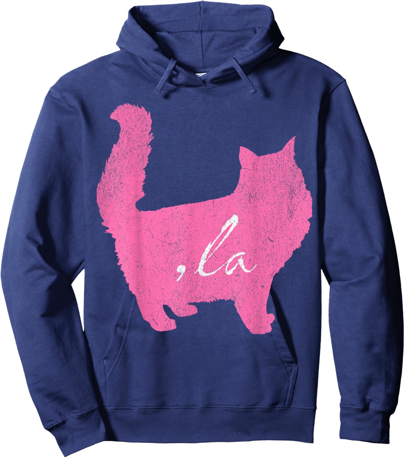 la/ Comma la/Comma la in A Pink Cat Silhouette Women Girls Kids Hoodie - Hoodie | Navy