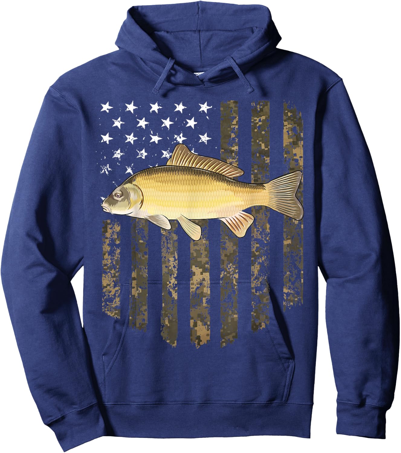 Camo American Flag Common Carp Fishing 4th Of July Women Men Hoodie - Hoodie | Navy