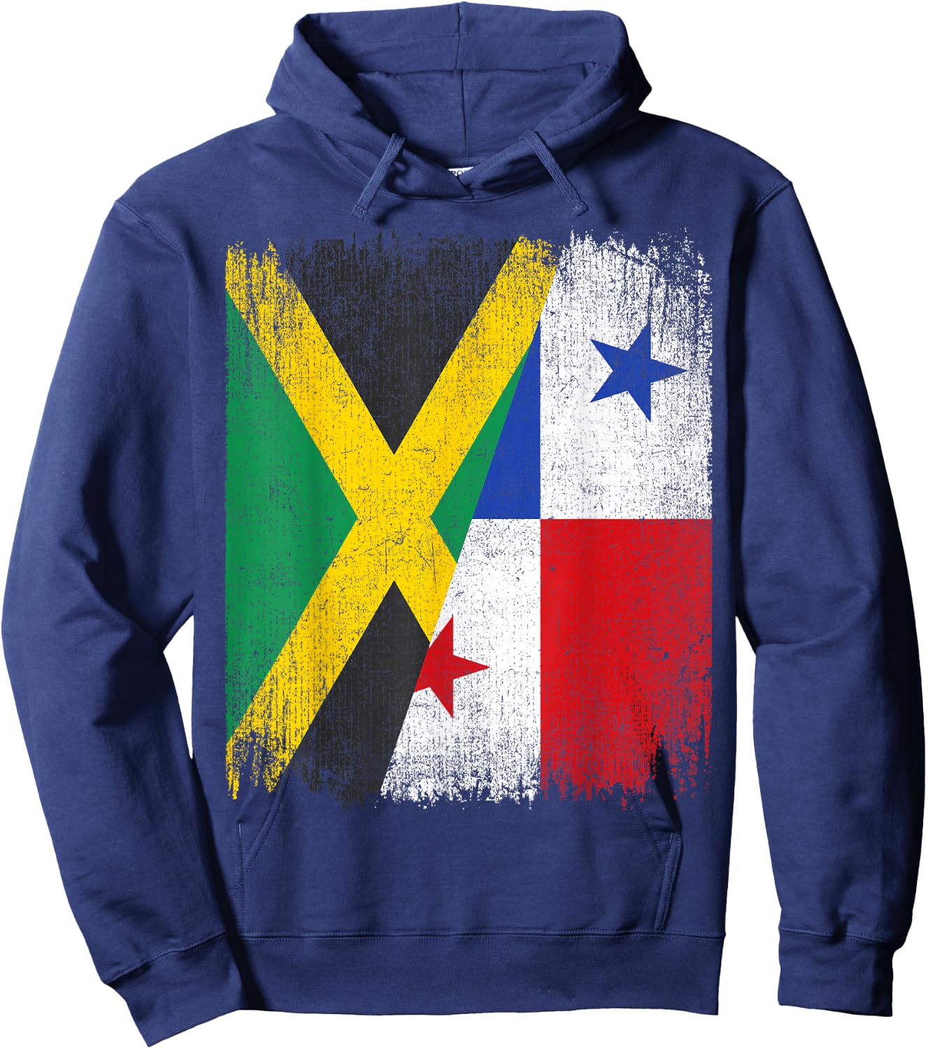 Half Jamaica Panama Flag Jamaican Panamanian Pride Roots Hoodie - Hoodie | Navy