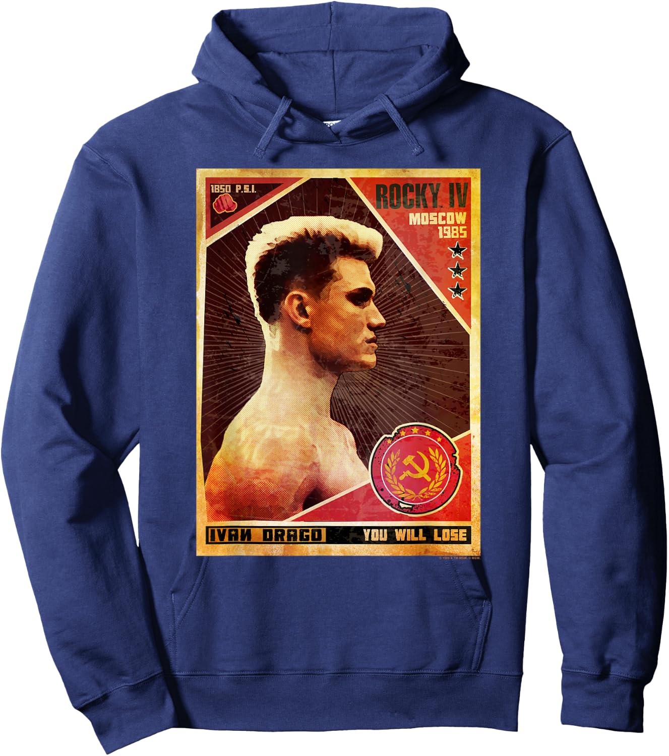 Rocky IV You Will Lose Ivan Drago Poster Hoodie - Hoodie | Navy