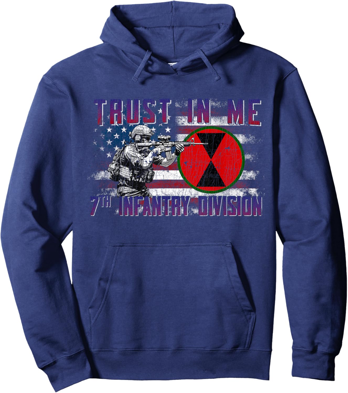 7th Infantry Division 7th ID Trust In Me Bayonet Division Hoodie - Hoodie | Navy