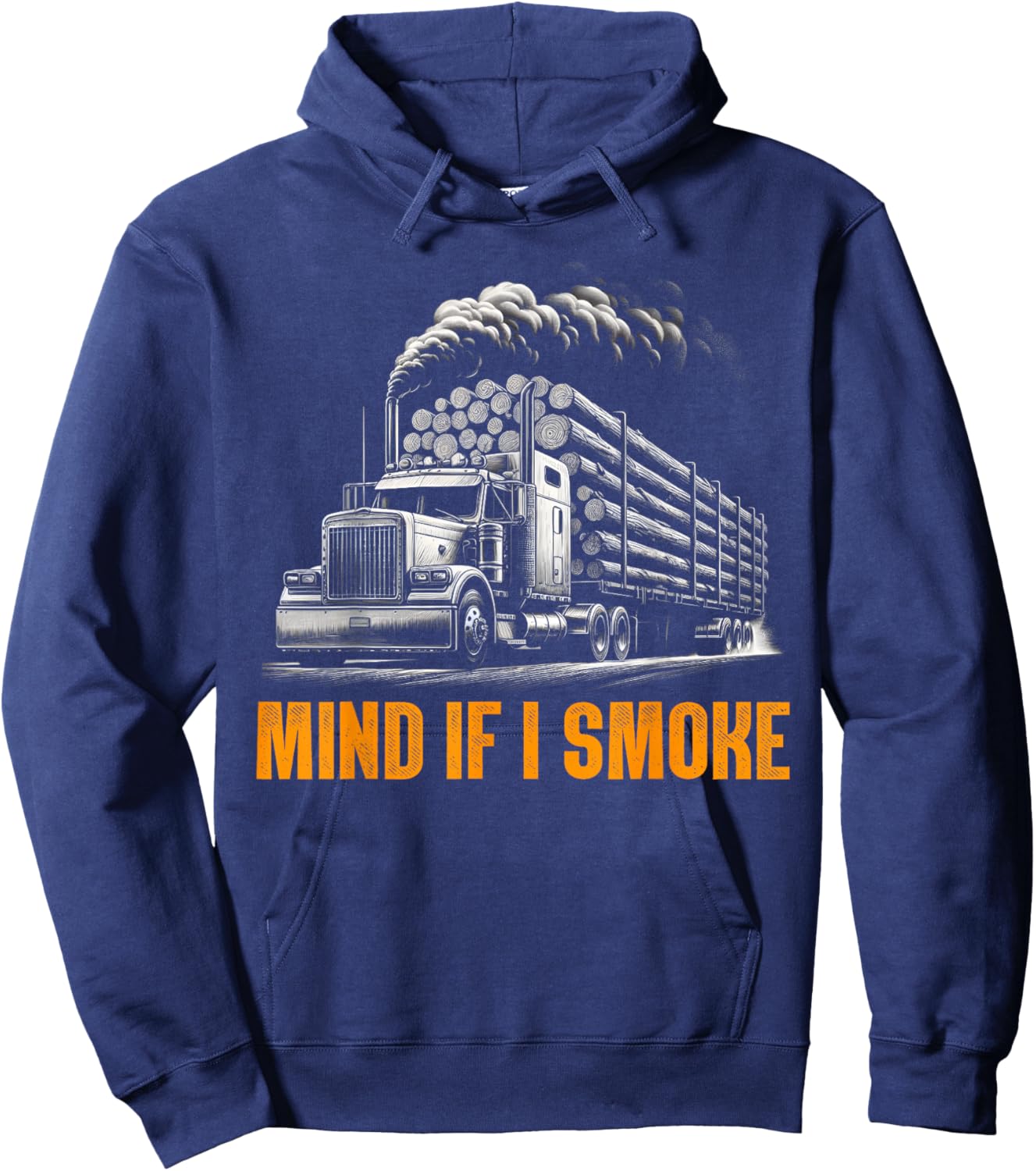 Funny Logging Trucker Gifts Logging Trucker Log Truck Driver Hoodie - Hoodie | Navy