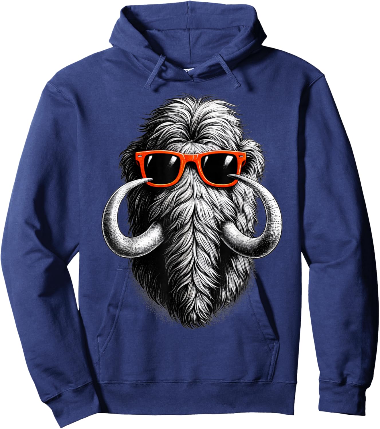 Cool Woolly Mammoth Wearing Sunglasses Graphic Art Hoodie - Hoodie | Navy