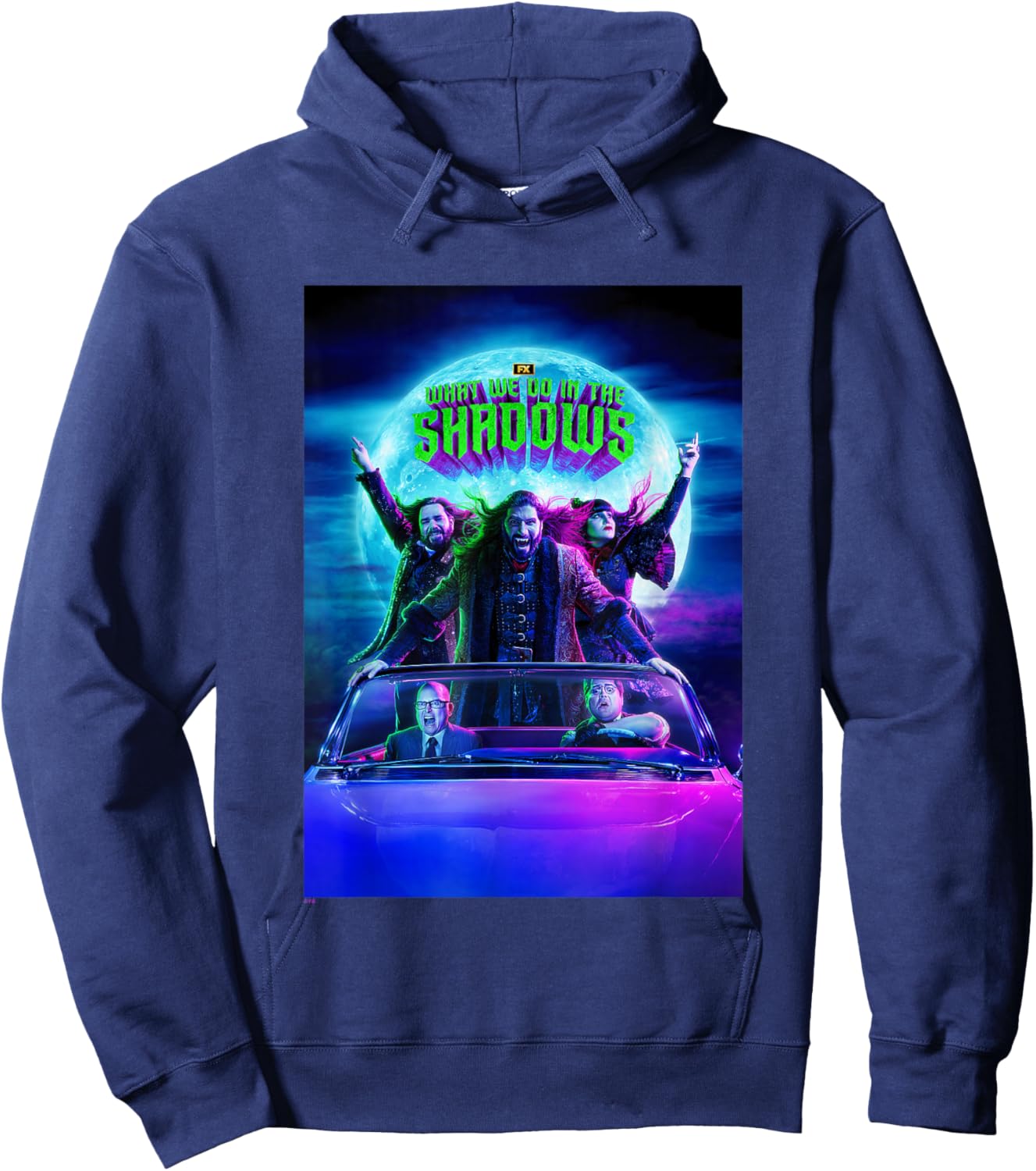 What We Do In The Shadows Iconic Group Shot Moon Poster Hoodie - Hoodie | Navy