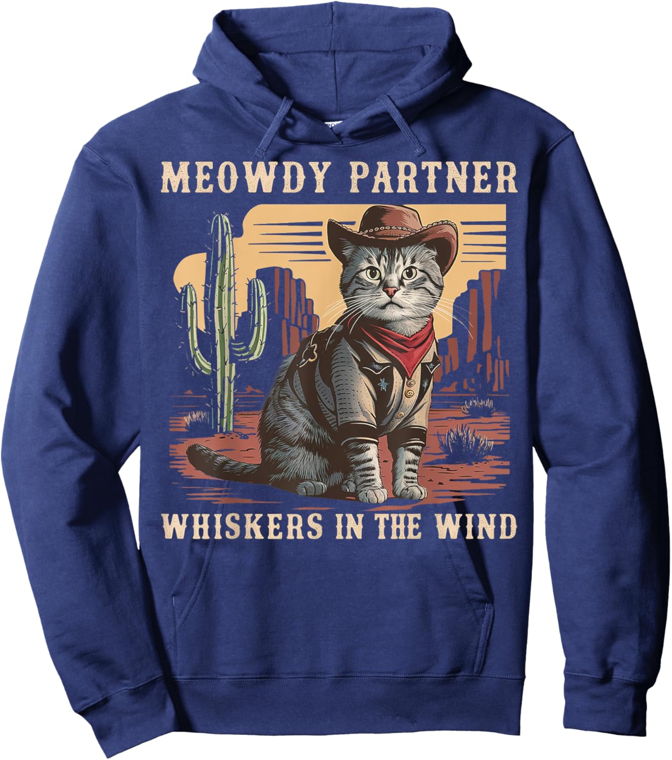 Meowdy Partner Cowboy Cat Vintage Gifts Men Women Cat Lover Hoodie - Hoodie | Navy