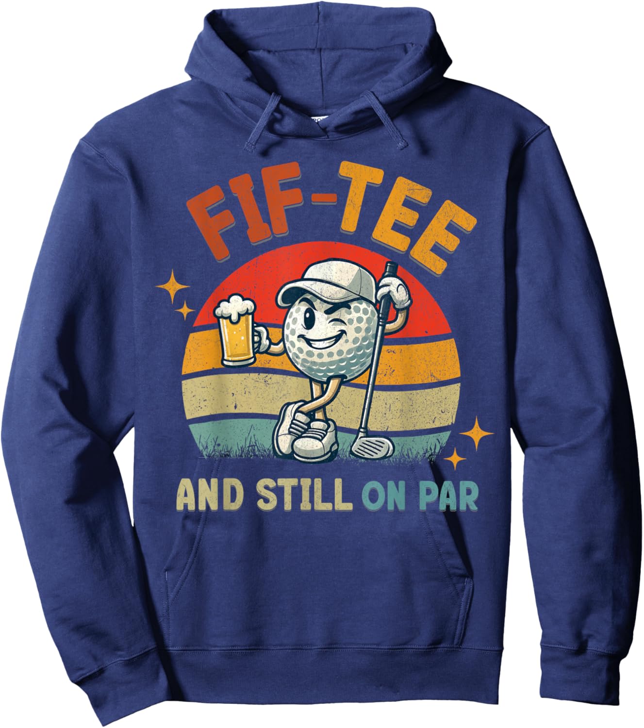 Retro Fif Golf Birthday Party 50th Birthday Golfing Ball Hoodie - Hoodie | Navy