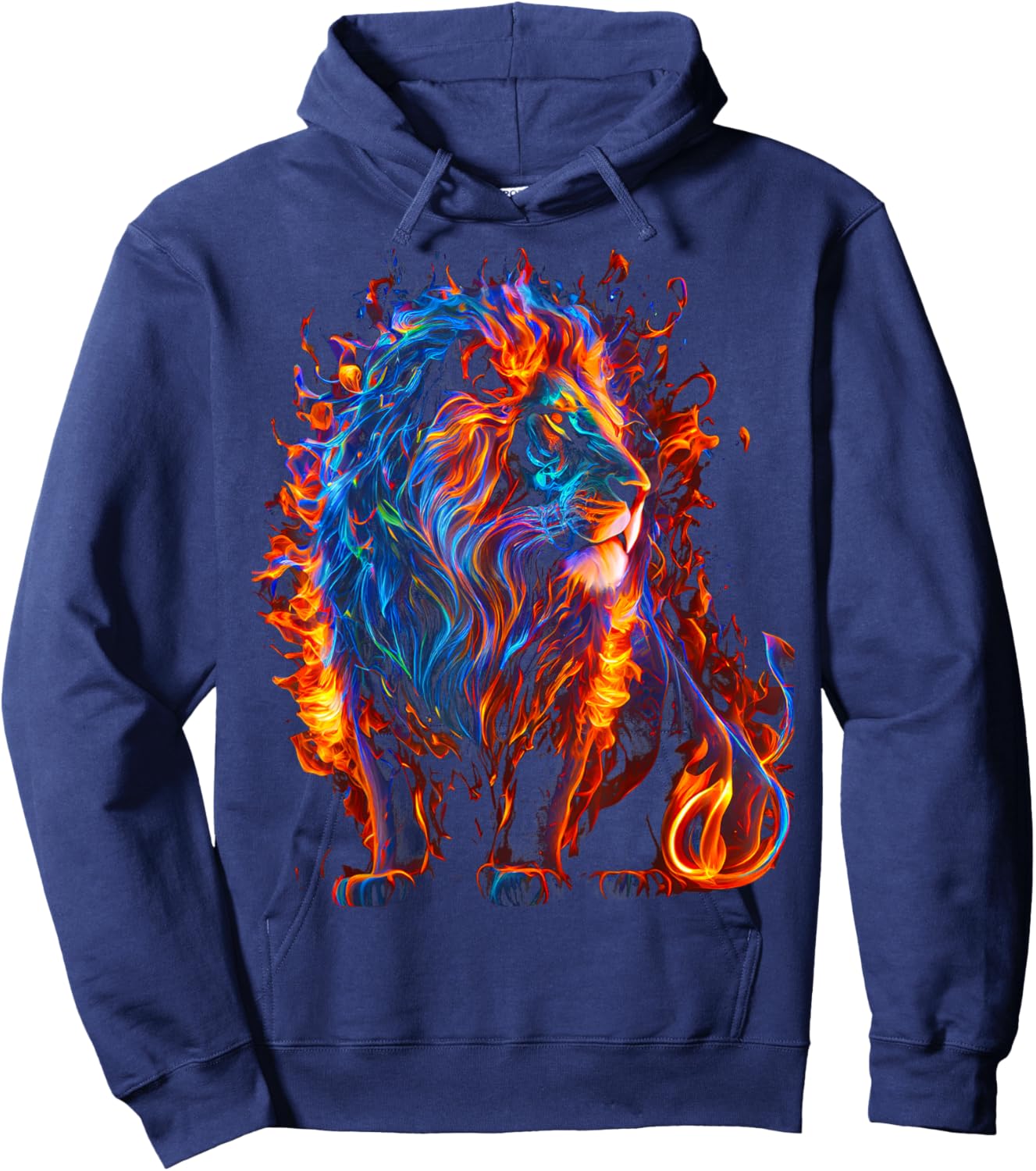 Fire of God, lion Animal roaring lion workout positive Hoodie - Hoodie | Navy