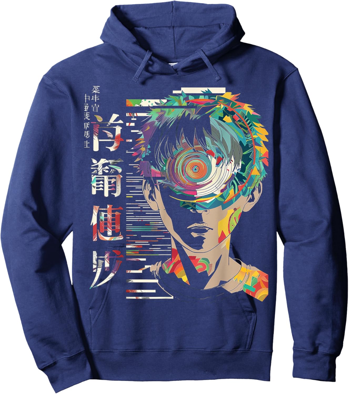 Anime Manga Motif Mandala Artwork Anime Hoodie - Hoodie | Navy