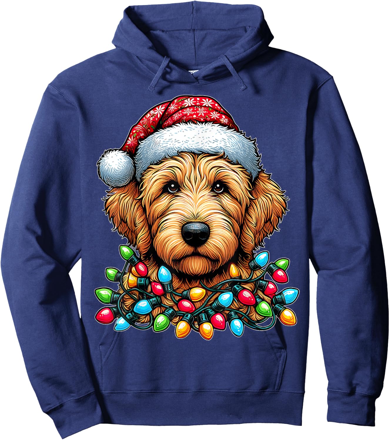 Golden Doodle Goldendoodle Christmas Hat Xmas Hoodie - Hoodie | Navy