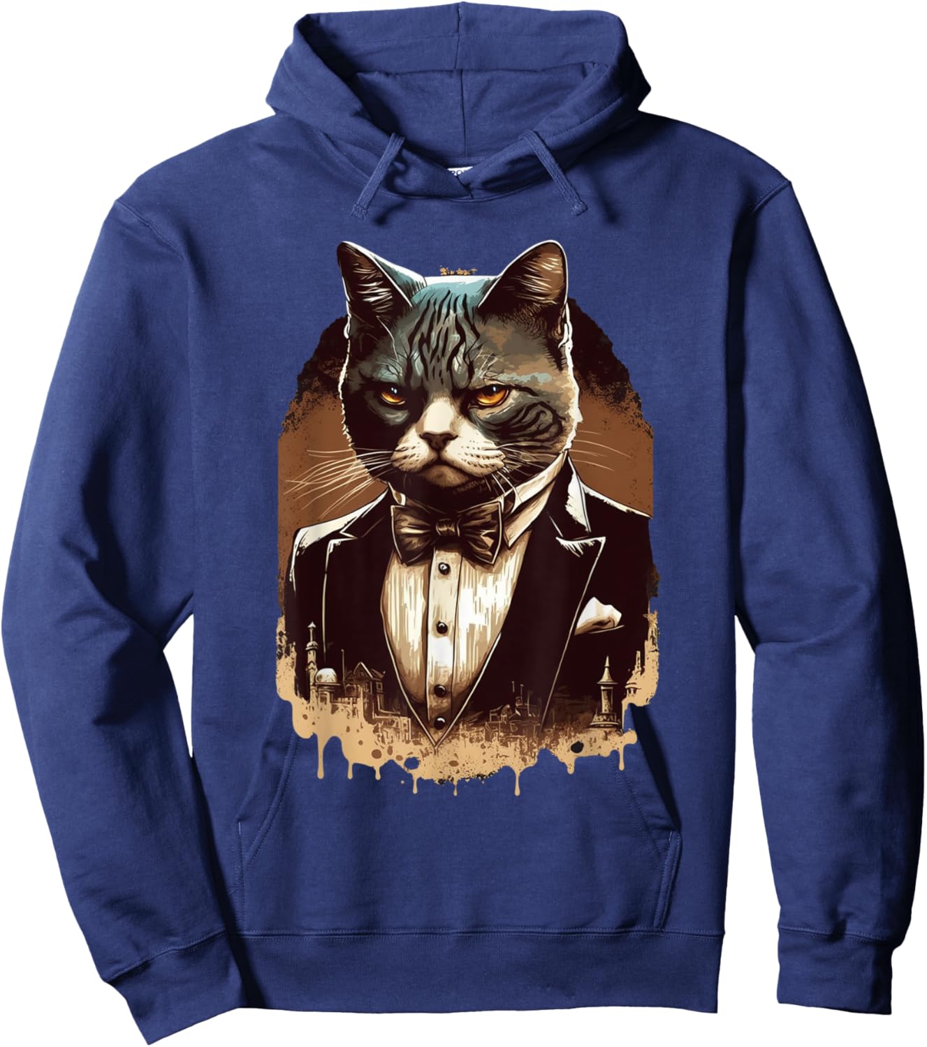 Funny Mafia Cat Feline Gangster Cat Lovers Men Women Hoodie - Hoodie | Navy
