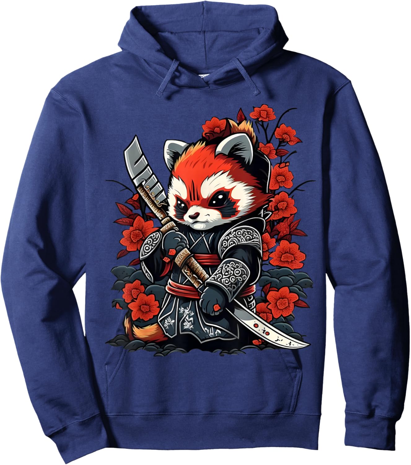 Funny Cute Samurai Kawaii Red Panda Ninja Hoodie - Hoodie | Navy