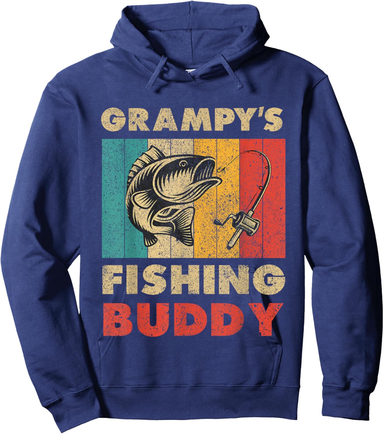 Funny Fishing Grampy's Fishing Buddy Vintage Fishing Hoodie - Hoodie | Navy