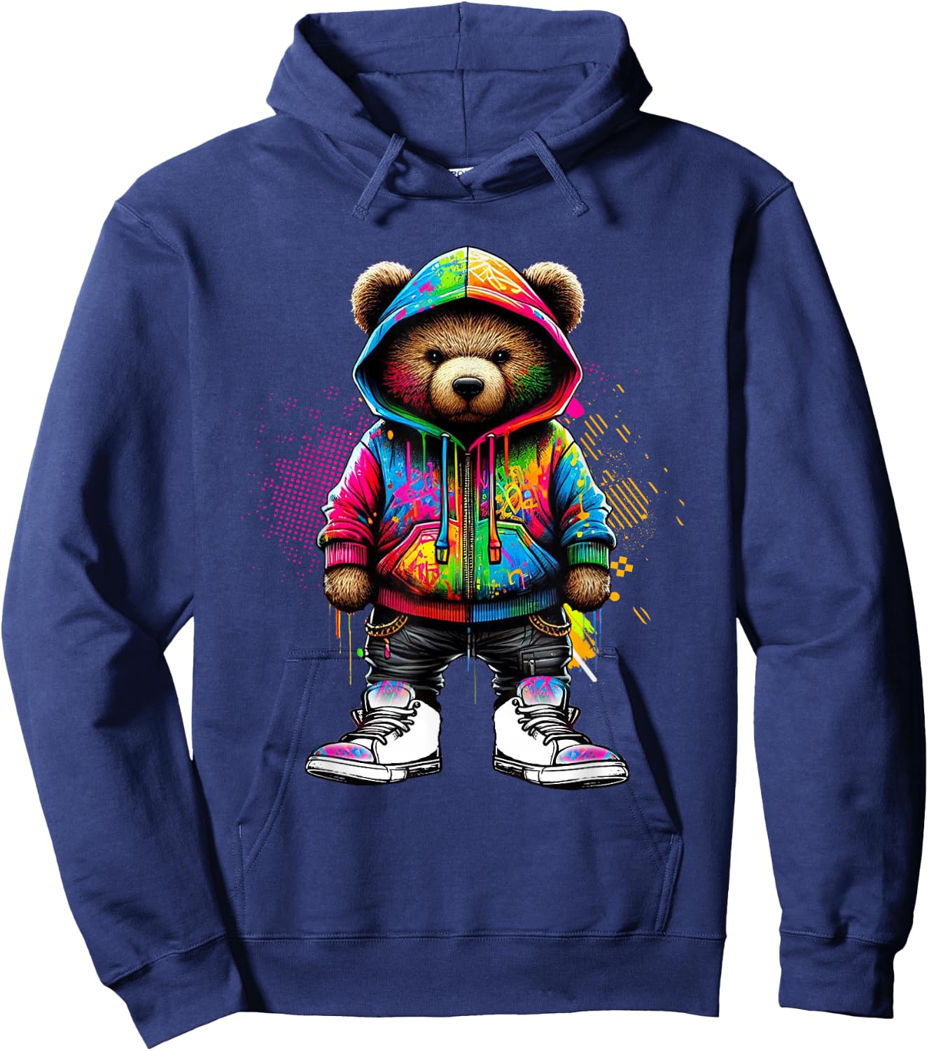 Hip Hop Teddy Bear Colorful Urban Rap Music Breakdancing Hoodie - Hoodie | Navy