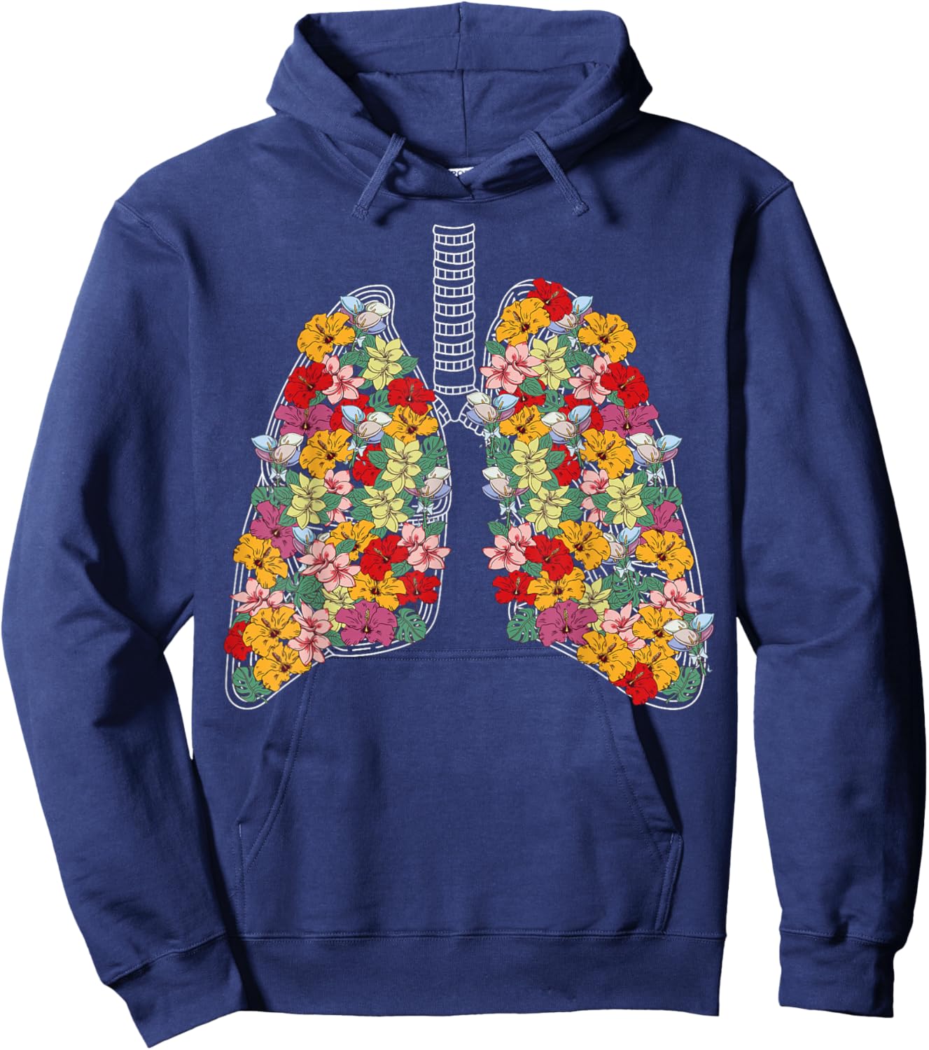 Anatomical Lungs Flowers Medical Science Anatomy Themed Hoodie - Hoodie | Navy