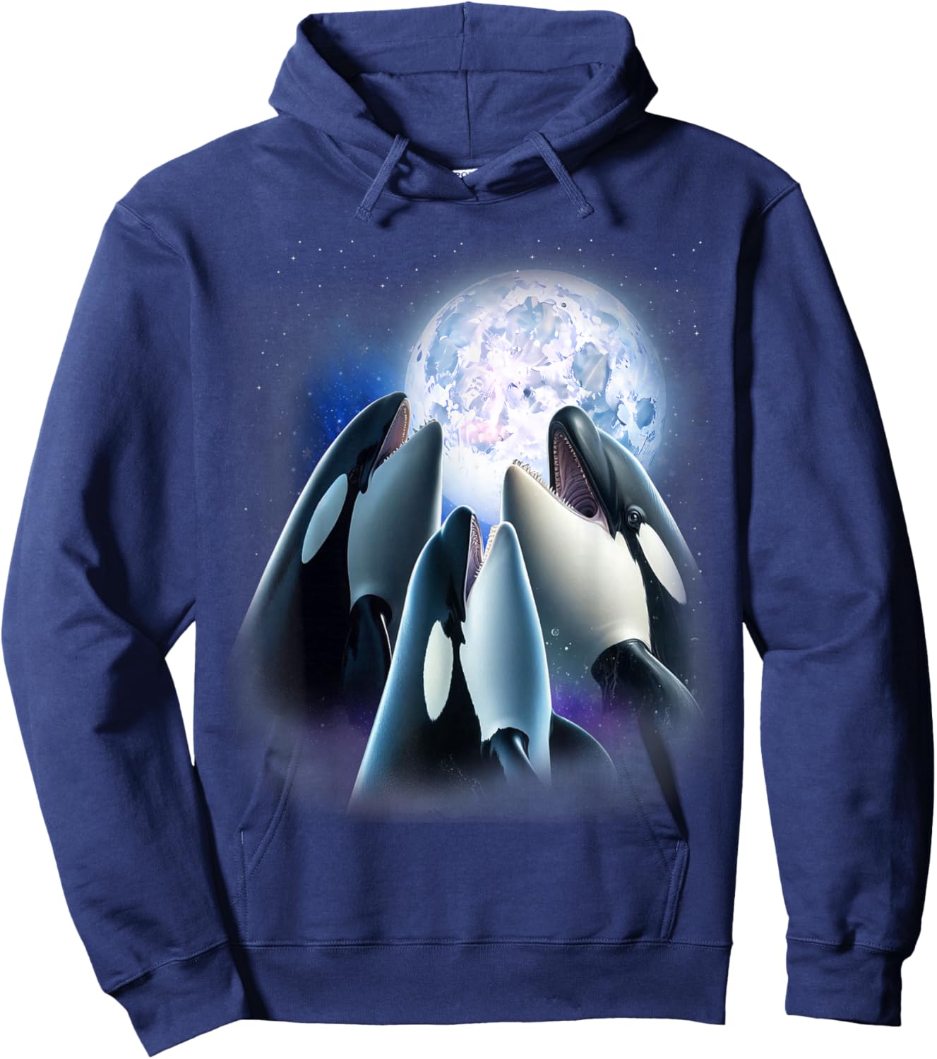 3 Orcas Howling At The Moon Funny Killer Whale Orca Lover Hoodie - Hoodie | Navy