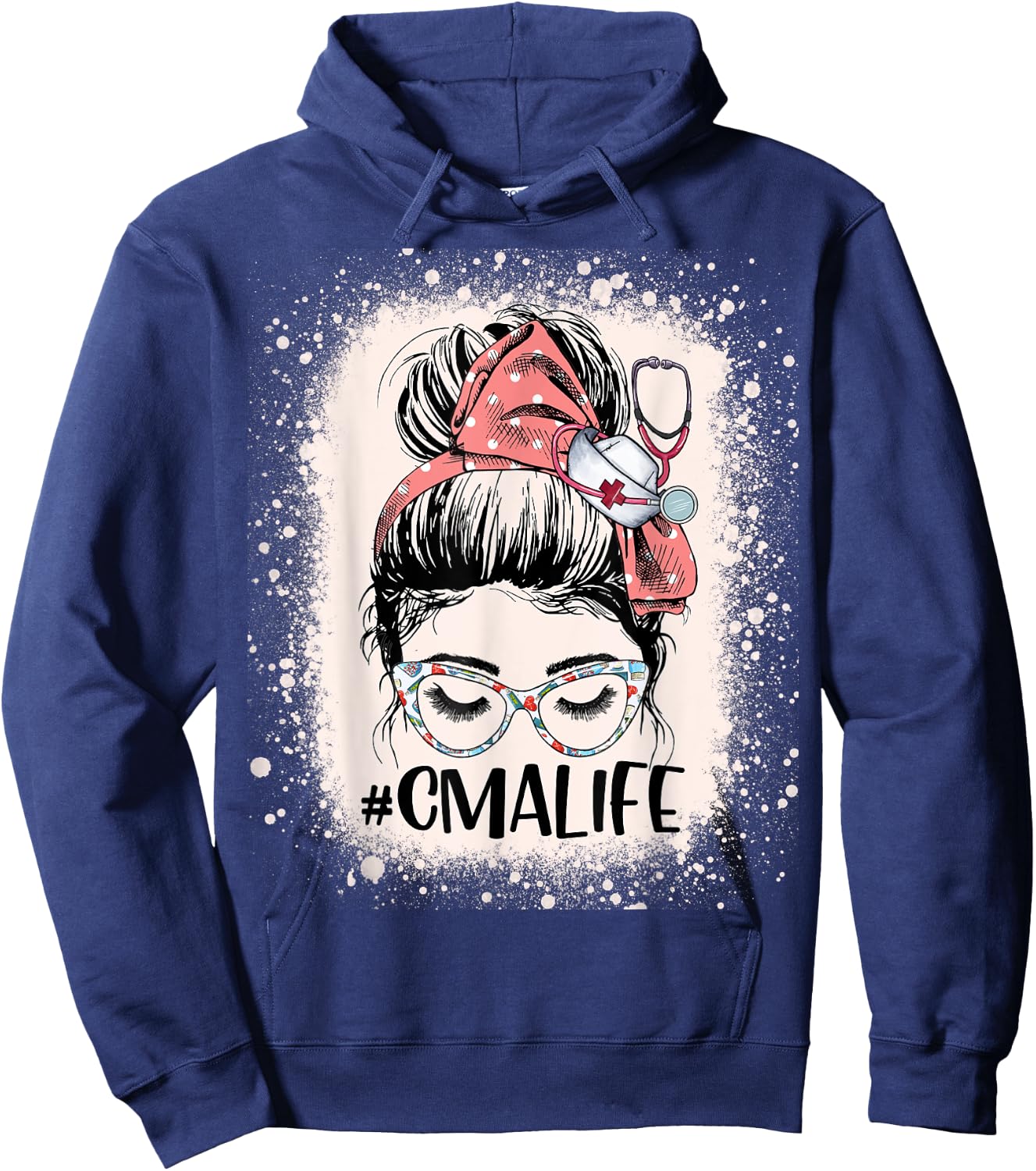 Certified Medical Assistant Messy Bun CMA Life Funny Nurse Hoodie - Hoodie | Navy