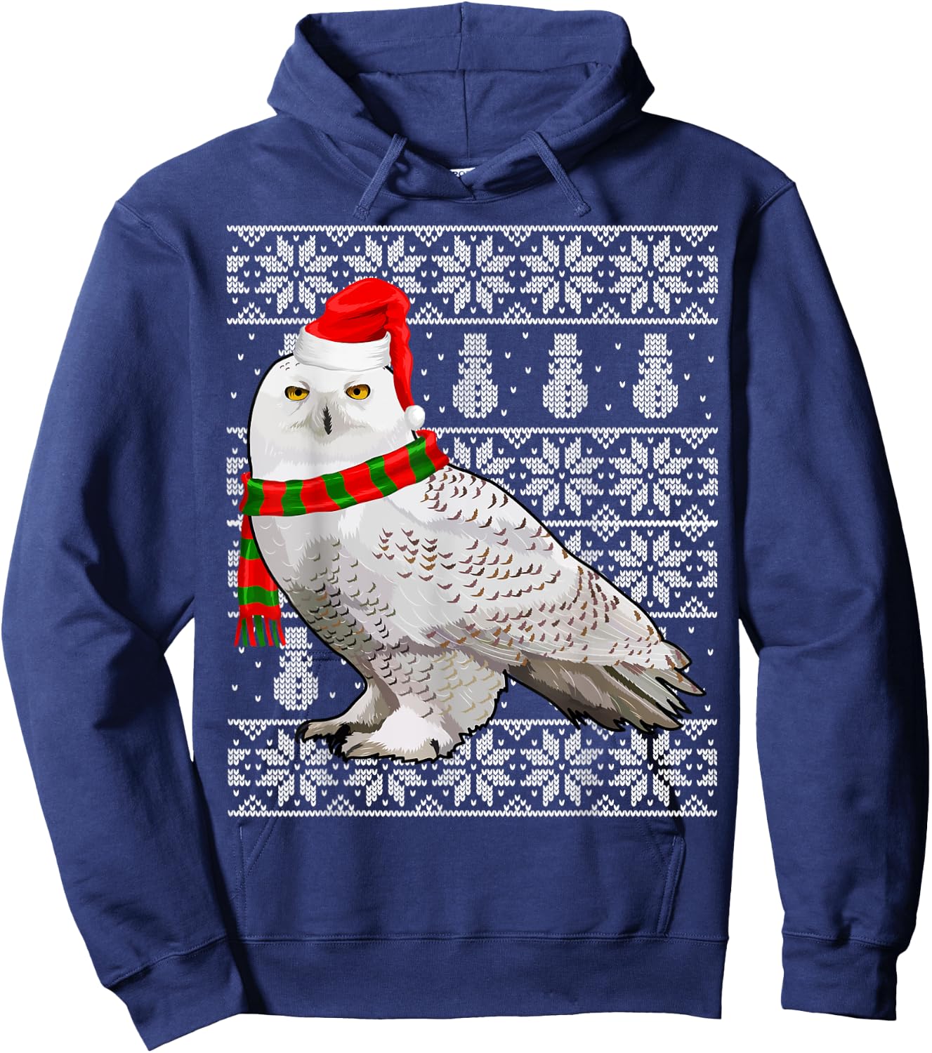 Bird Xmas Santa Hat Snowy Owl Ugly Christmas Hoodie - Hoodie | Navy