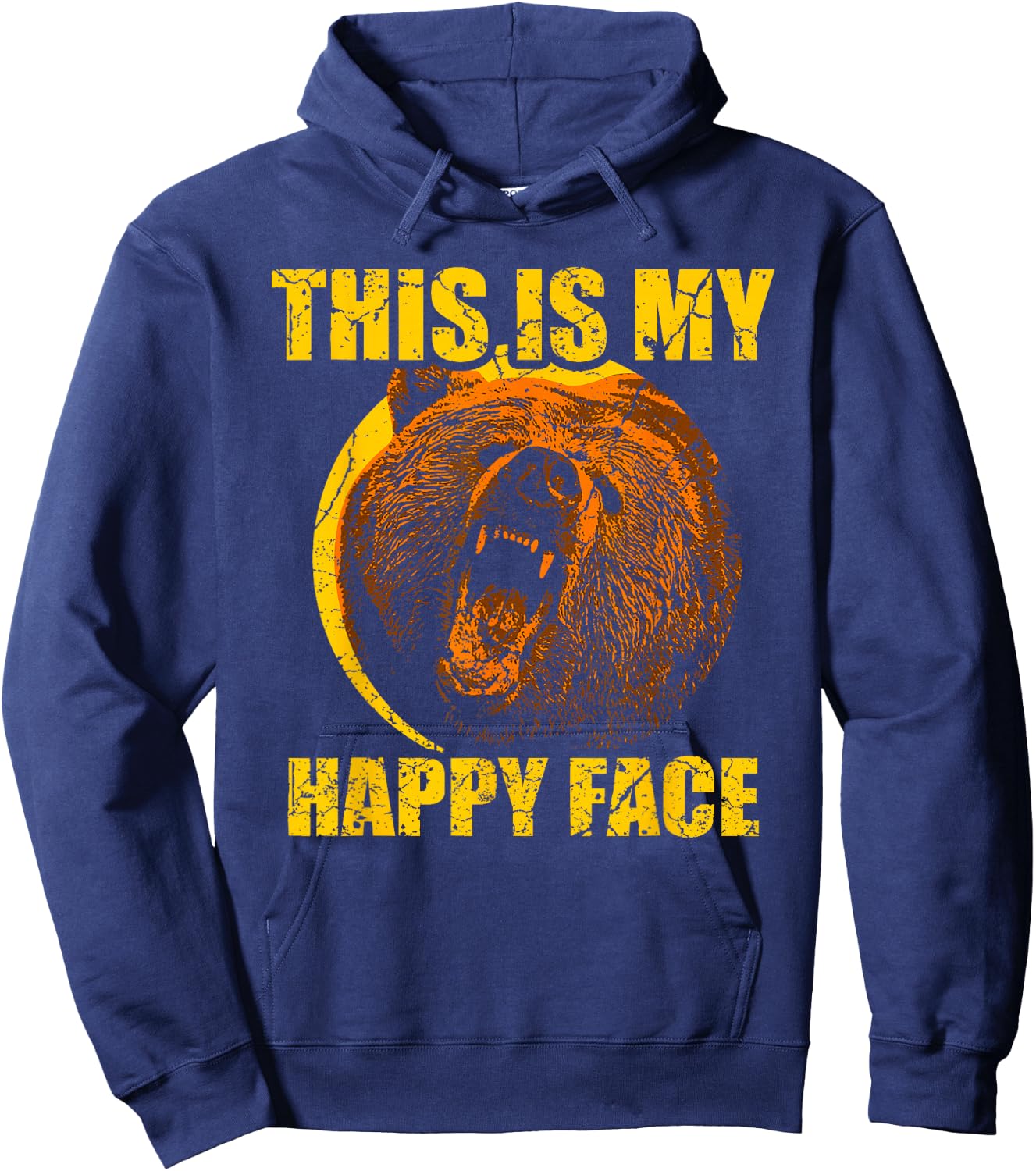 This Is My Happy Face Bear Funny Grizzly Hoodie - Hoodie | Navy