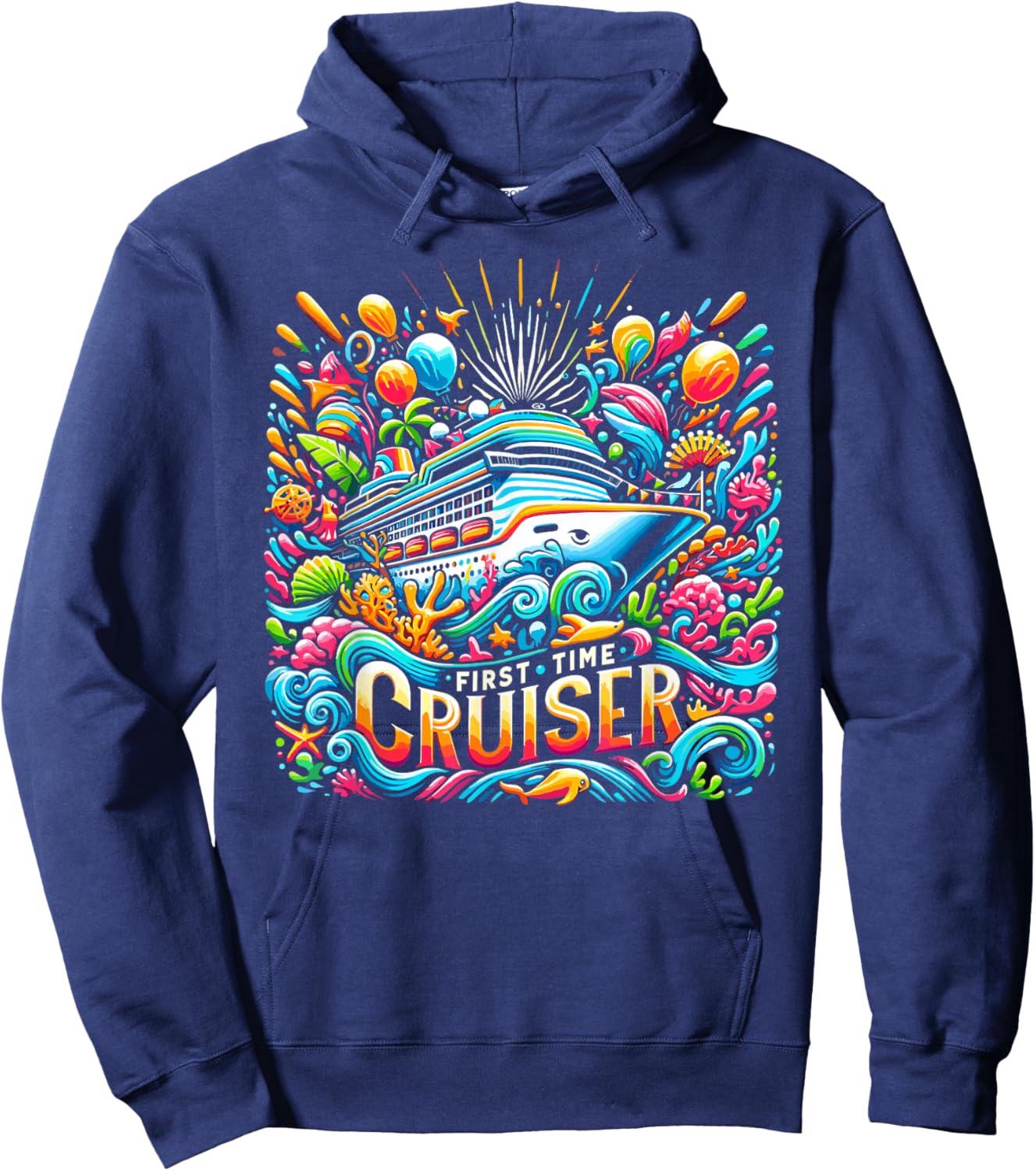 First Time Cruiser Shirt 1st Time Cruise Shirt Cruise Ship Hoodie - Hoodie | Navy