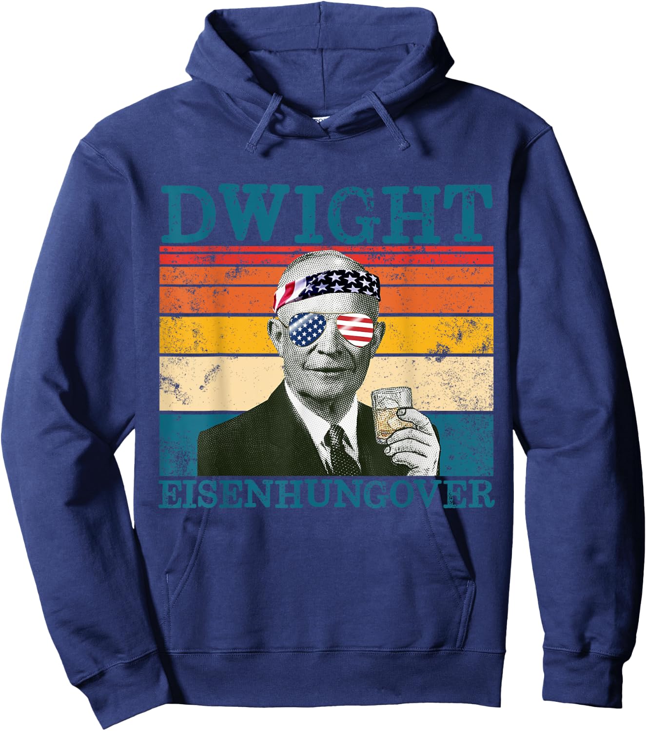 Dwight Eisenhungover Retro Drinking President Eisenhower Hoodie - Hoodie | Navy