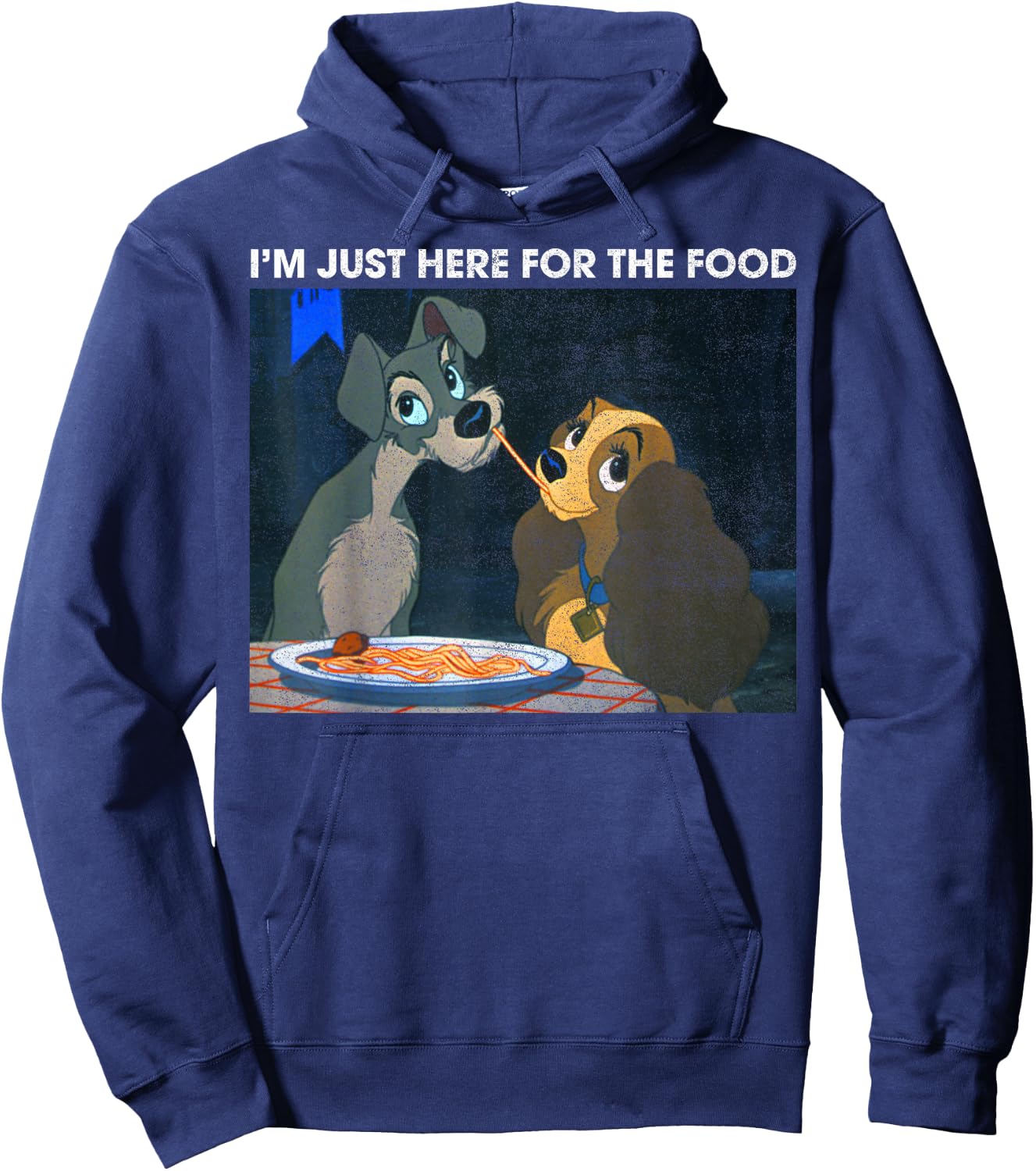 Disney The Lady and The Tramp I'm Just Here for The Food Hoodie - Hoodie | Navy