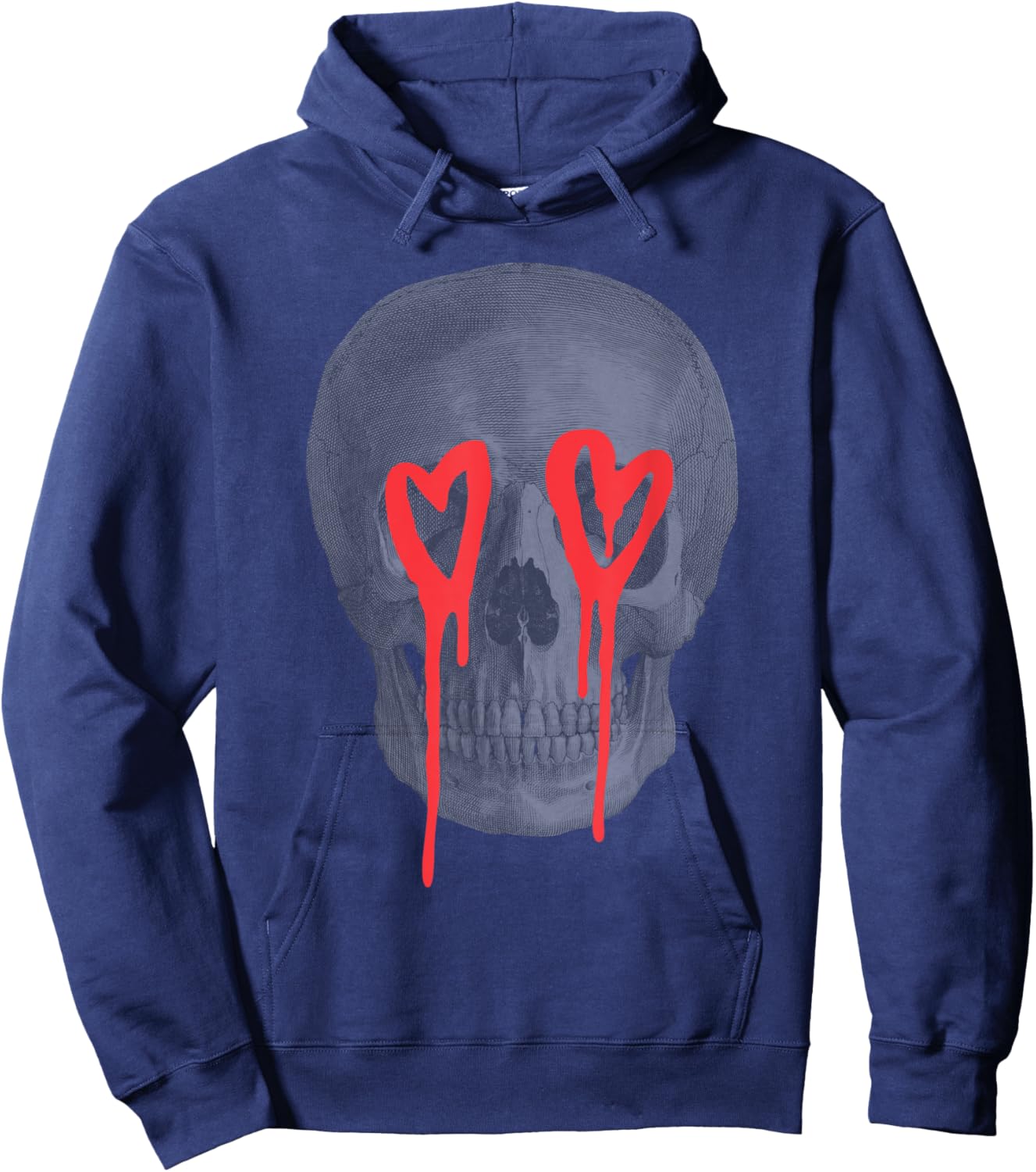 Graffiti Heart Skull Edgy Cool Valentine's Day Graphic Hoodie - Hoodie | Navy