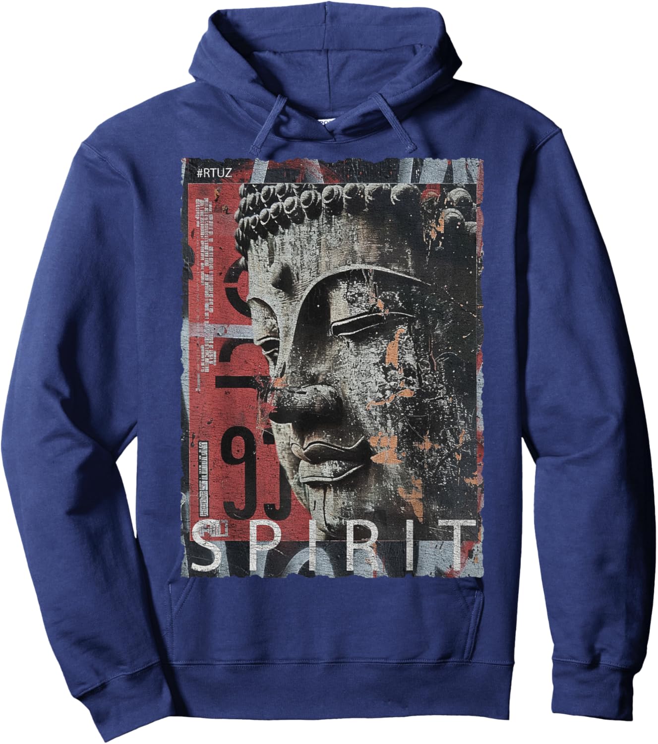 Hip Hop Y2K Vintage Hipster Retro Edgy Streetwear Buddha Hoodie - Hoodie | Navy